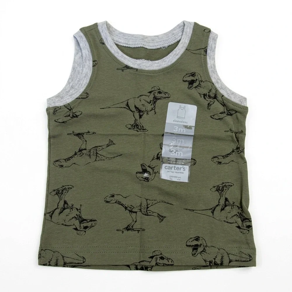 Carter's Baby Boy's Short Set and Dinosaur Tank Top, 100% Cotton, Size 3 Months